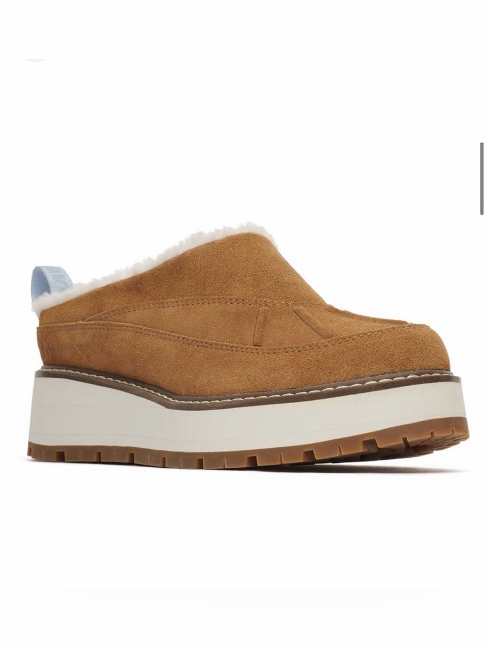 Merrell Women's Sugarloaf Mule Slip-On in Chestnut Suede with Cream Platform